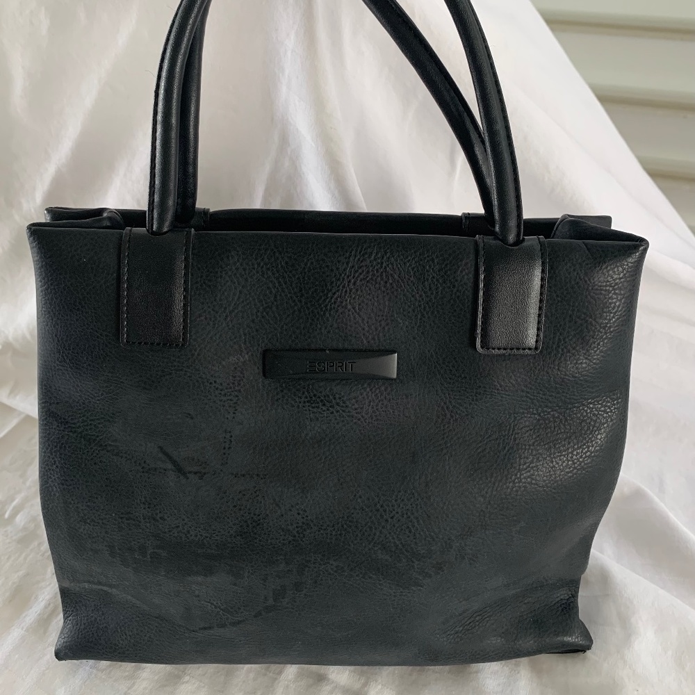 Esprit Black Leather Handbag Vintage - Picture 2 of 3